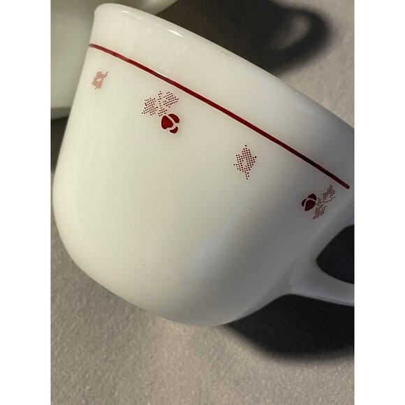 Vintage Corning 8oz. PYREX set/2 coffee tea mugs with burgundy rose design - Picture 8 of 9